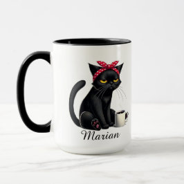 Personalized Grumpy Black Cat Coffee Mug Mok