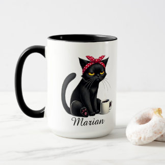 Personalized Grumpy Black Cat Coffee Mug Mok