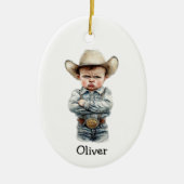 Personalized Grumpy Cowboy in Denim Outfit Keramisch Ornament (Voorkant)
