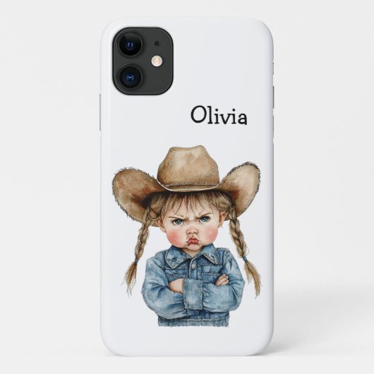 Personalized Grumpy Cowgirl in Denim Jacket Case-Mate iPhone Case (Achterkant)