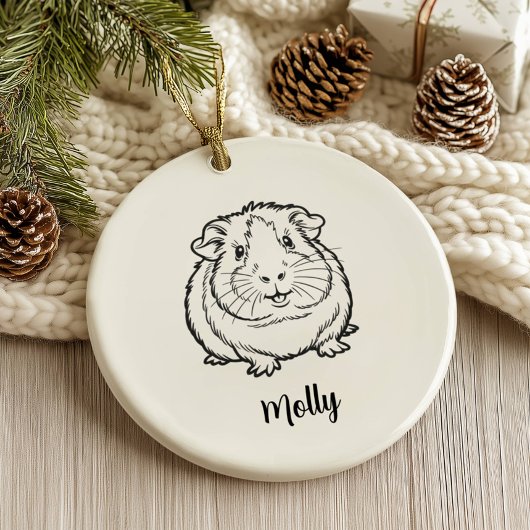 Personalized Guinea Pig Christmas Keramisch Ornament