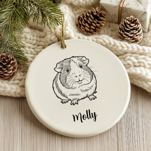 Personalized Guinea Pig Christmas Keramisch Ornament