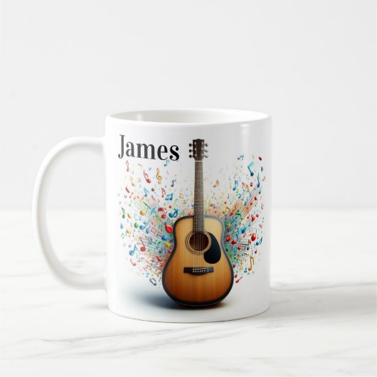 Personalized guitar coffee mug koffiemok (Links)