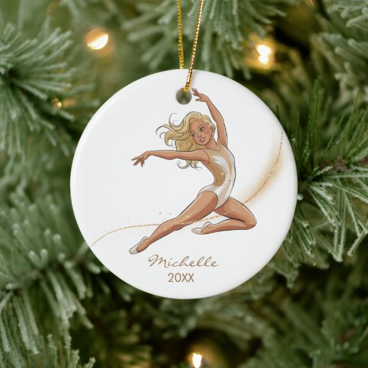 Personalized Gymnast gymnastics Girl Christmas Keramisch Ornament (Boom)