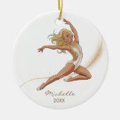Personalized Gymnast gymnastics Girl Christmas Keramisch Ornament (Voorkant)