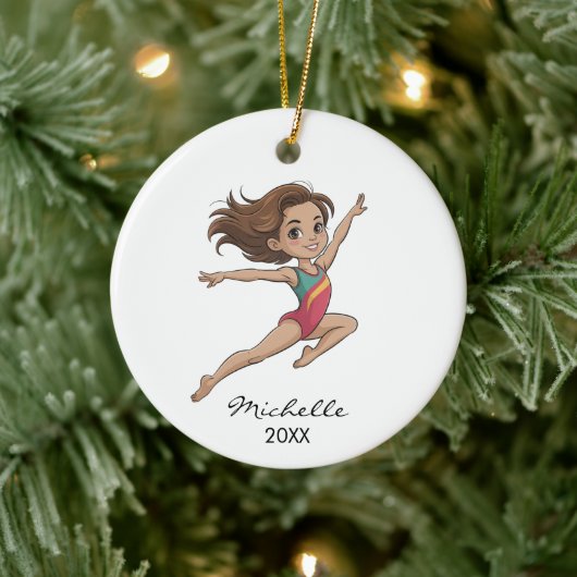  Personalized Gymnast gymnastics Girl Christmas  Keramisch Ornament (Boom)