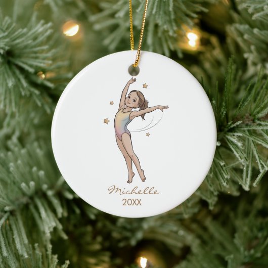 Personalized Gymnast gymnastics Girl Christmas Keramisch Ornament (Boom)