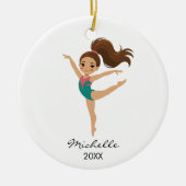 Personalized Gymnast gymnastics Girl Christmas Keramisch Ornament (Voorkant)