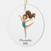 Personalized Gymnast gymnastics Girl Christmas Keramisch Ornament (Links)