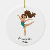 Personalized Gymnast gymnastics Girl Christmas Keramisch Ornament (Achterkant)