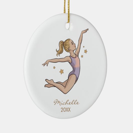 Personalized Gymnast gymnastics Girl Christmas   Keramisch Ornament (Rechts)