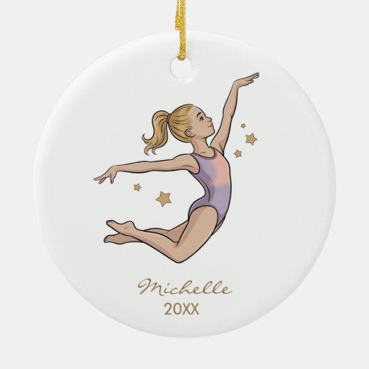 Personalized Gymnast gymnastics Girl Christmas   Keramisch Ornament (Achterkant)