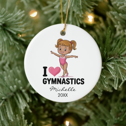 Personalized Gymnast gymnastics Girl Christmas Keramisch Ornament (Boom)