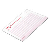 Personalized Habit Tracker Pink Bow  Notitieblok (Schuin)