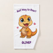 Personalized Halfway to One Dinosaur 6 Month Bad Handdoek (Handdoek)