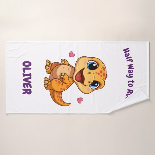 Personalized Halfway to One Dinosaur 6 Month Badhanddoek (Badhanddoek)