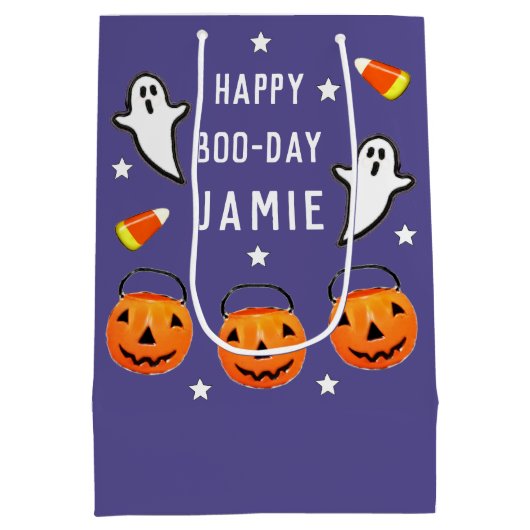 Personalized Halloween Birthday Medium Cadeauzakje (Achterkant)
