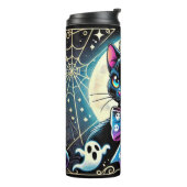 Personalized Halloween Black Cat Thermal Tumbler Thermosbeker (Gedraaid links)