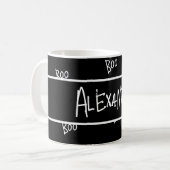 Personalized Halloween boo typography black white Koffiemok (Voorkant links)