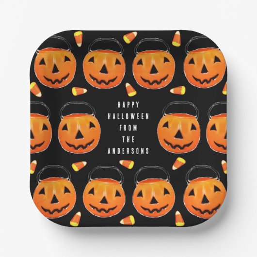 Personalized Halloween Party Treat Paper Plates Papieren Bordje (Voorkant)