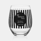 Personalized Halloween RIP Black and White Stripe Wijnglas Zonder Voet (Voorkant)