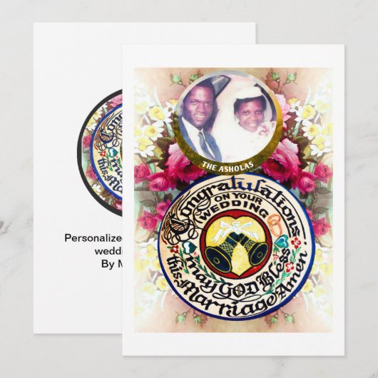 Personalized Hand carved Gourd Wedding Gift Card Feestdagenkaart (Voorkant / Achterkant)