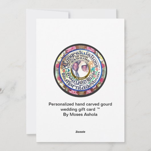 Personalized Hand carved Gourd Wedding Gift Card Feestdagenkaart (Achterkant)