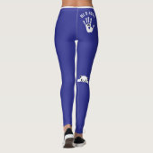 Personalized Hand Cat Pet Deep Blue White Stripes Leggings (Achterkant)