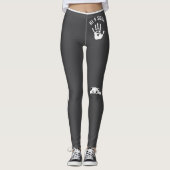 Personalized Hand Cat Pet Grey White Stripes Gift Leggings (Voorkant)