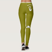 Personalized Hand Cat Pet Olive White Stripes Gift Leggings (Achterkant)