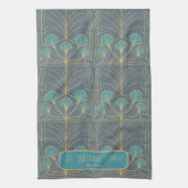 Personalized Hand drawn Art Deco Fountain Tile Theedoek (Verticaal)