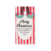 Personalized Hand Drawn Elf Sock Merry Christmas Etiket (Voorkant)