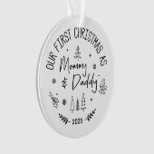 Personalized Hand Drawn First Christmas as Mom and Ornament (voorkant)