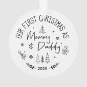 Personalized Hand Drawn First Christmas as Mom and Ornament (achterkant)