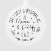 Personalized Hand Drawn First Christmas as Mom and Ornament (voorkant)