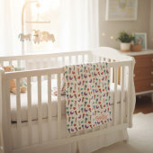 Personalized Hand-Drawn Folk Art Floral Kids Blank Fleece Deken