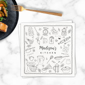 Personalized Hand Drawn Kitchen Cooking Utensils Servet