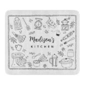 Personalized Hand Drawn Kitchen Cooking Utensils  Snijplank (Voorkant)