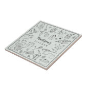Personalized Hand Drawn Kitchen Cooking Utensils  Tegeltje (Zijkant)