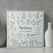 Personalized Hand Drawn Kitchen Cooking Utensils  Tegeltje