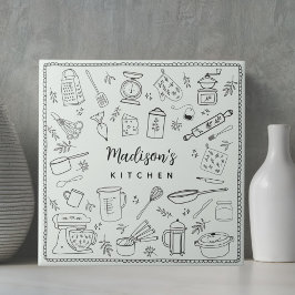 Personalized Hand Drawn Kitchen Cooking Utensils  Tegeltje