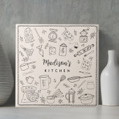 Personalized Hand Drawn Kitchen Cooking Utensils  Tegeltje