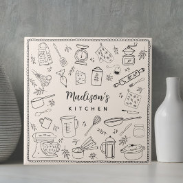 Personalized Hand Drawn Kitchen Cooking Utensils  Tegeltje