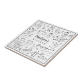 Personalized Hand Drawn Kitchen Cooking Utensils  Tegeltje (Zijkant)