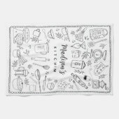 Personalized Hand Drawn Kitchen Cooking Utensils  Theedoek (Horizontaal)