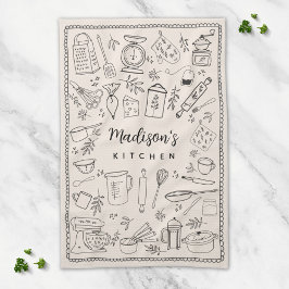 Personalized Hand Drawn Kitchen Cooking Utensils  Theedoek