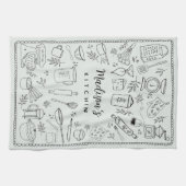 Personalized Hand Drawn Kitchen Cooking Utensils  Theedoek (Horizontaal)