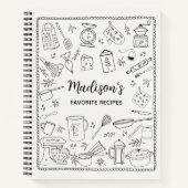 Personalized Hand Drawn Kitchen Utensils Recipe Notitieboek (Voorkant)
