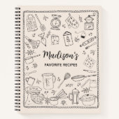 Personalized Hand Drawn Kitchen Utensils Recipe Notitieboek (Voorkant)