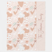 Personalized hand drawn, love, ribbons and hearts  fleece deken (Voorkant)